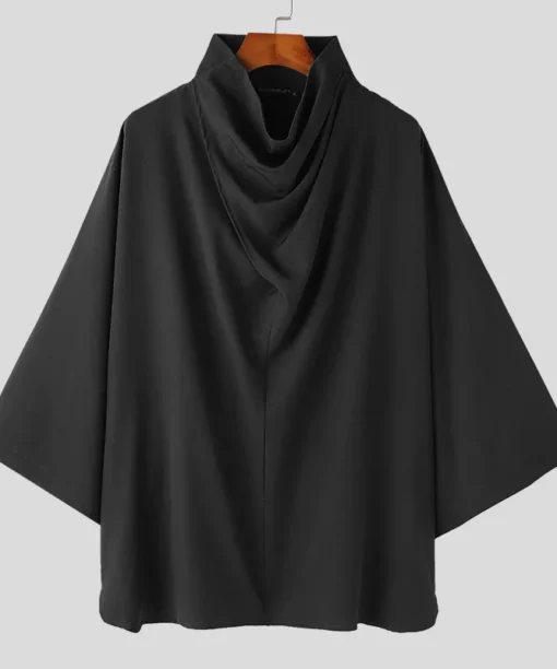 Men's Black Poncho Turtleneck<span> - </span>Black, XXL